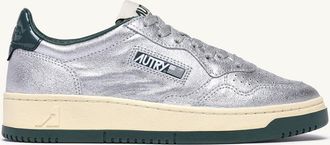 Autry SNEAKERS MEDALIST LOW IN PELLE METALLIZZATA ARGENTO E BOTTLE