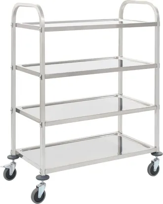 vidaXL Vidaxl - Carrito De Cocina De 4 Alturas Acero Inoxidable 107x55x125 Cm