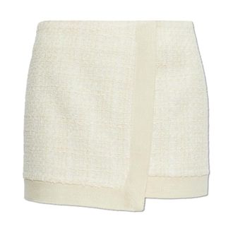 Balmain Short Skirts, female, Beige, Size: 2XS Tweed Skirt with Lurex Thread