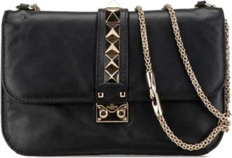 Valentino Tweedehands leren schoudertassen - Dames - Vintage Schoudertas - Zwart - ONE Size - Leer - Vintage