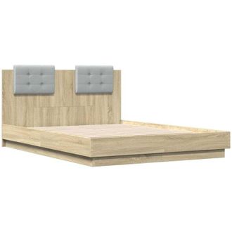 vidaXL Cama Con Cabecero Madera De Ingenier&iacute;a Roble Sonoma 140x190 Cm Vidaxl