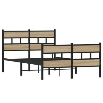 vidaXL Estructura De Cama Sin Colch&oacute;n Metal Roble Sonoma 120x190 Cm Vidaxl