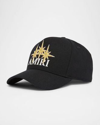 Amiri Mens Starburst Logo Canvas Baseball Cap