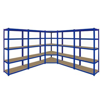 MonsterShop Monster Racking T-Rax Corner Shelving Unit & 4x 90cm Garage Storage in Blue | Size: 4x 90 cm