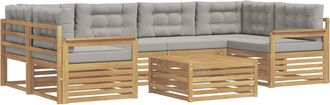 vidaXL Conjunto De Sof&aacute;s De Exterior 7 Uds. Blanco Y Gris Claro Vidaxl