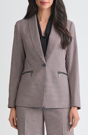 Kasper Plaid Zip Pocket Jacket in Black/Fire Red Mlt at Nordstrom, Size 16