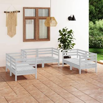 vidaXL Vidaxl - Set De Sal&oacute;n De Jard&iacute;n De 6 Piezas Blanco Madera Maciza De Pino