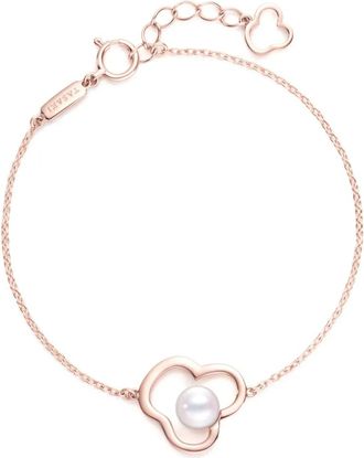 Tasaki 18kt ros&eacute;gouden Collection Line Chants armband met kenmerkende Akoya-parel - Roze