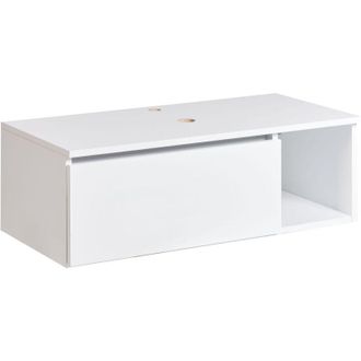Beliani Mobile bagno sospeso a parete Fronte scanalato 2 ripiani 80 x 40 cm Bianco Rupanco