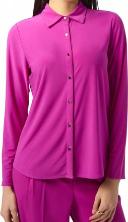 Joseph Ribkoff Button Front Long Sleeve Top In Cosmos