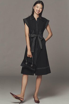 English Factory Short-Sleeve Belted Midi Dress