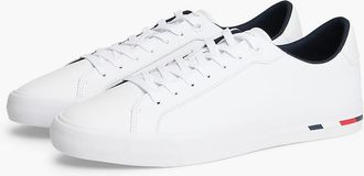 Tommy Hilfiger Mens Flag Stripe Vulcanized Leather Sneaker - White - US 11.5 / EU 45