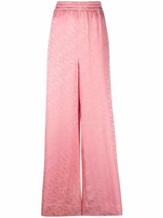 Stella McCartney logo-print palazzo trousers - women - Cotton - 40 - Pink