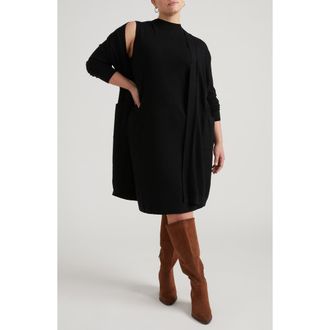 Universal Standard Long Open Front Cardigan in Black at Nordstrom, Size Xs