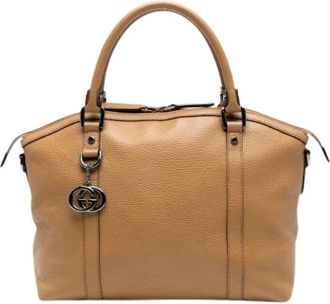 Gucci Pre-owned Handbags, female, Brown, Size: ONE SIZE Pre-owned Vintage Leather Handbag