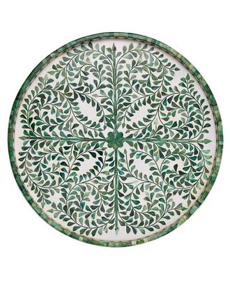 Two's Company Tozai Green/White Inlaid Decorative Round Serving Tray