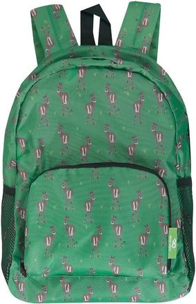 Eco Chic Lightweight Foldable Water Resistant Mini Backpack Folds Into Pouch for Storage (Deer Green)