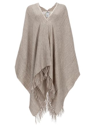 Brunello Cucinelli Beige Solid V Neck Sweater