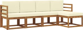 vidaXL Conjunto De Sof&aacute;s De Exterior 5 Uds. Natural Y Crema Vidaxl