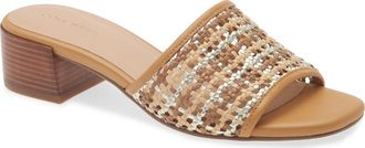 Cole Haan Calli Single Band Block Heel Slide Sandal in Neutral Woven /Biscuit at Nordstrom Rack, Size 6.5