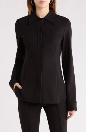 Favorite Daughter The Call Me Back Button-Up Blouse in Black at Nordstrom, Size X-Small