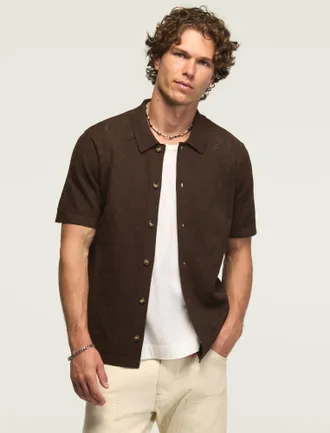 Lucky Brand Mens Intarsia Lace Button Down Sweater