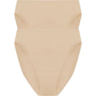 Natori Bliss Bare Cotton High Cut Brief 2-Pack in Lt. Mocha at Nordstrom, Size Xx-Large