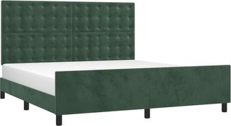 vidaXL Vidaxl - Estructura Cama Con Cabecero Terciopelo Verde Oscuro 180x200 Cm