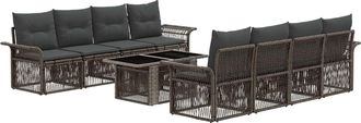 vidaXL Conjunto De Sof&aacute;s De Jard&iacute;n 9 Uds. Gris Y Gris Oscuro Vidaxl