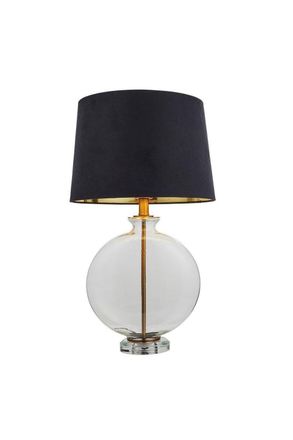 Netlighting Gideon 1 Light Table Light Clear Glass & Antique Brass Plate E27 in Gold