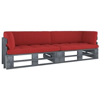 vidaXL Sof&aacute; De Palets 2 Plazas Cojines Gris Madera De Pino Impregnada Vidaxl