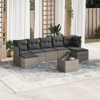 vidaXL Vidaxl - Set De Sof&aacute;s De Jard&iacute;n 8 Pzas Y Cojines Rat&aacute;n Sint&eacute;tico Gris
