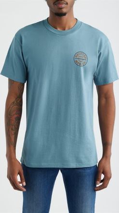 Brixton Crest Cotton Graphic T-Shirt in Ocean Breeze/Black/Rust at Nordstrom, Size Xx-Large