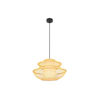 Fabrilamp L&aacute;mpara De Techo Colgante Bambu Denzo Negro/natural 1xe27 50d