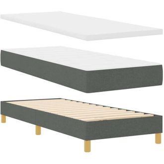 vidaXL Cama Con Somier Y Colch&oacute;n Crema 90x200 Cm Fabric Gris Oscuro Vidaxl