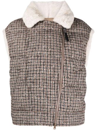 Brunello Cucinelli check-print goose-down gilet - Neutrals