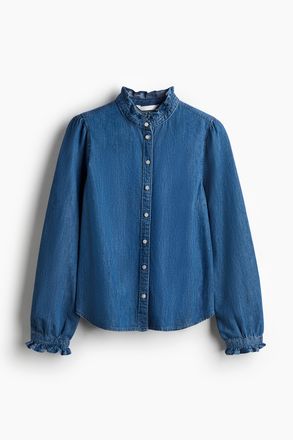 H&M Denimbluse mit Volants - Denimblau
