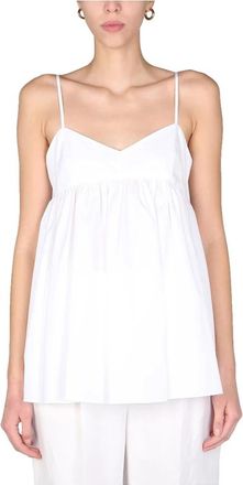 Aspesi Poplin Top - Dames - Tops zonder mouwen - Wit - 2XS - Katoen - Tops
