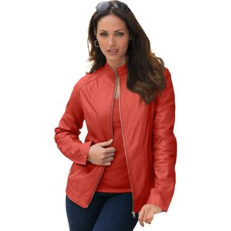 Jessica London Zip Front Leather Jacket in Burnt Red at Nordstrom, Size 28