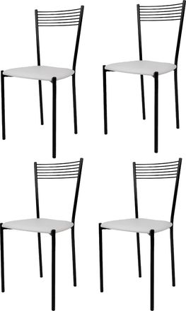 Tommychairs Tommychairs 4 Sillas Elegance Acero Negro Asiento Polipiel Blanca