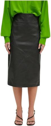 Sportmax Midi Skirts - Dames - Leren & Su&egrave;de rokken - Zwart - M - Rokken