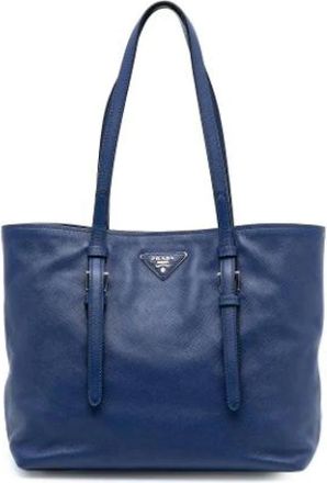 Prada Pre-owned Tote Bags, female, Blue, Size: ONE SIZE Pre-owned Vintage Leather Tote