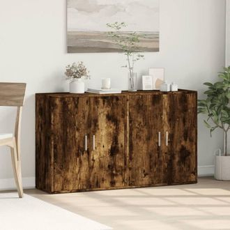 Berkfield Home Sideboards 2 pcs Smoked Oak 60x31x70 cm Engineered Wood in Brown | Size: 60 x 31 x 70 cm