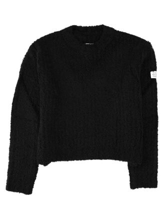 Maison Margiela Black Cropped Textured Knit Sweater