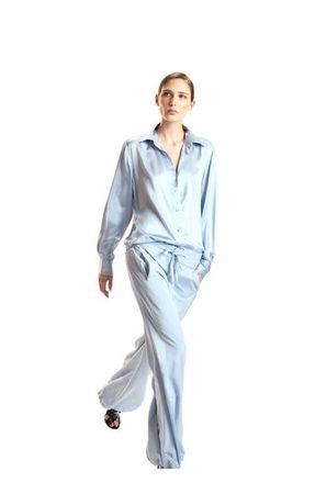 Cynthia Rowley Silk Button Up Shirt in Blue at Nordstrom, Size X-Small