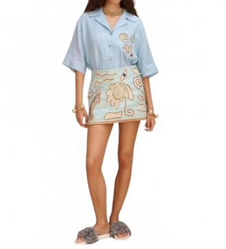 Alemais Azar Raffia Skirt In Blue