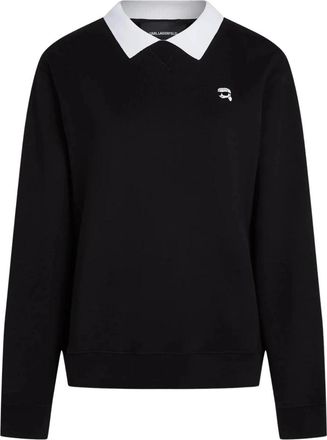 Karl Lagerfeld Ikon Collar Sweatshirt - Dames - Sweatshirts - Zwart - S - Katoen - Hoodies & sweatvesten