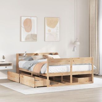vidaXL Vidaxl - Estructura De Cama Sin Colch&oacute;n Madera Maciza De Pino 140x190 Cm