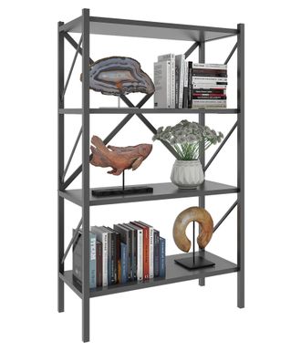 ebuy24 Ebuy24 - Vcm Madera Metal Almacenamiento Estante Estante Decoraci&oacute;n Libros Estante Estante Insasi 4 (antracita)