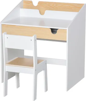 HOMCOM Two-Piece Kids Desk and Chair Set Children Study Table w/ Storage | TJ Hughes Black